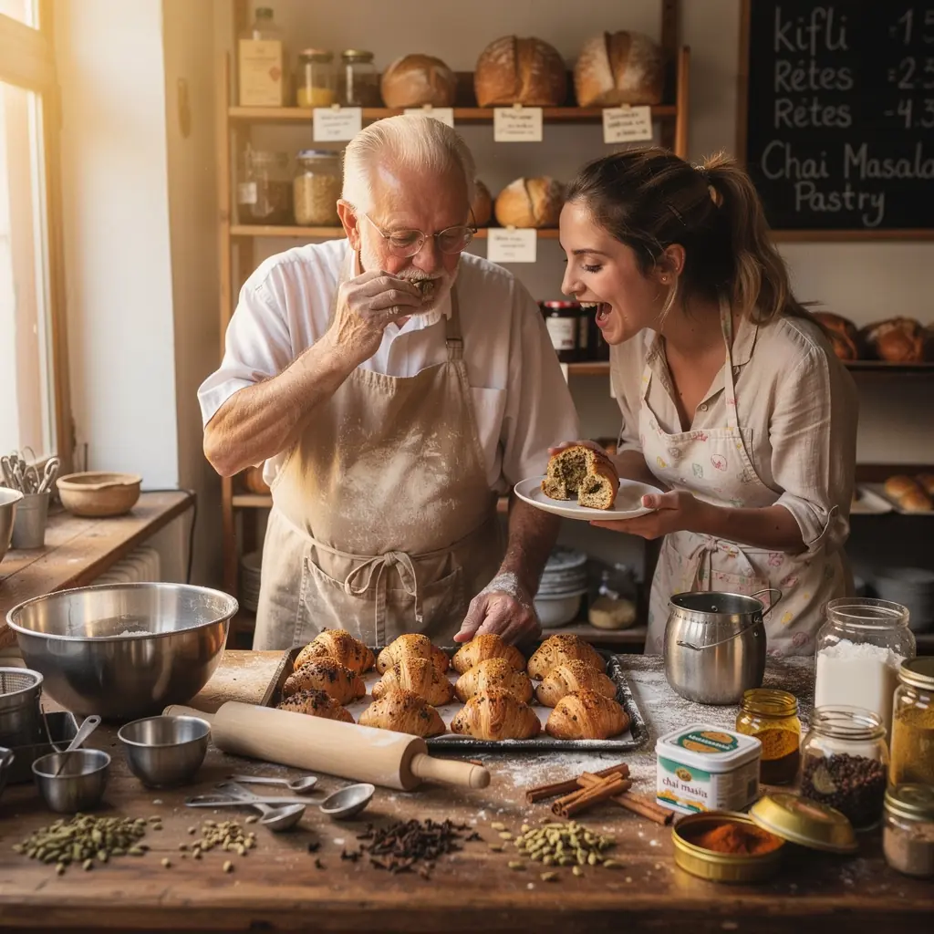 Fűszeres chai masala teakeverék tálban, díszített kardamommal és fahéjjal.